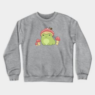 Chubby Frog Mushroom Hat, Froggy Snail Fungi, Cottagecore Aesthetic Toad Crewneck Sweatshirt